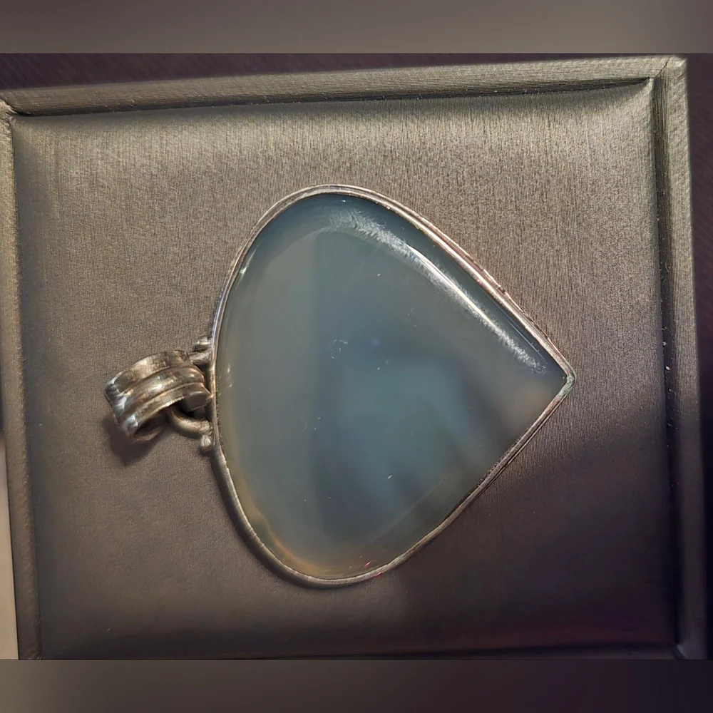 Beautiful Agate Stone Pendant in Heavy 925 Sterling Silver Setting w/ Large Bale - Picture 2 of 4